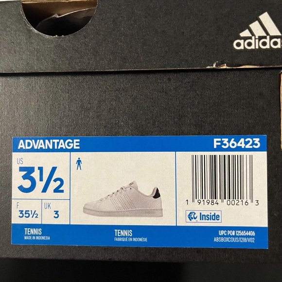 Adidas Advantage Big Boys Lace up Sneakers Size 3.5 White Comfortable Shoes - Picture 5 of 15